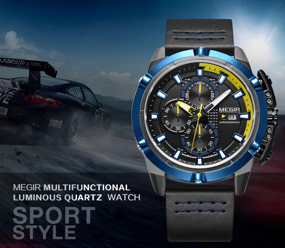 MEGIR Luxury Men's Watch Chronograph Fashion Sport Military Watches Waterproof Male Quartz Wristwatch Clock Montre Homme 2062