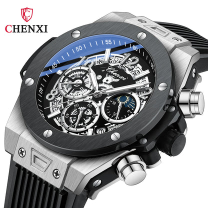Luxorive StarryEdge – Silicone Military Moon-Phase Chrono Watch