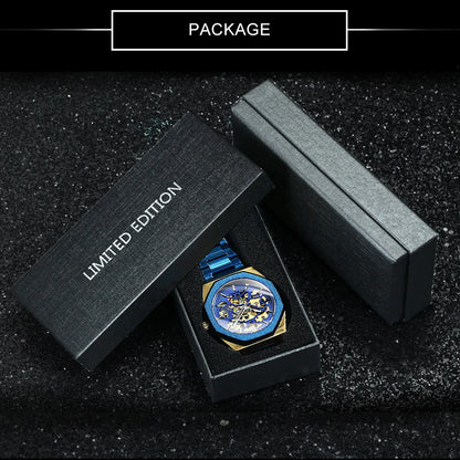 Luxorive  WINNER Luxury Skeleton Watch – Men's Automatic Mechanical in Black & Gold