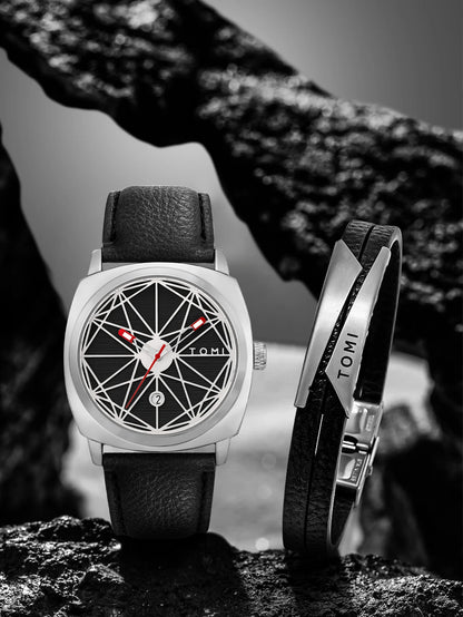 TOMI 2024 New 2PCS Men's Watch Bracelet Gift Set Luxury Business Versatile Calendar Men's Quartz Watch and Watch Gift Reloj