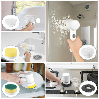 5-in-1 Electric Spin Scrubber – Bathroom & Kitchen Cleaning Brush