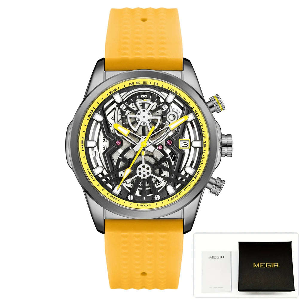 Sport Chronograph Watches for Men Top Luxury Brand MEGIR Quartz Waterproof Fashion Man WristWatch with Auto Date Luminous Hands