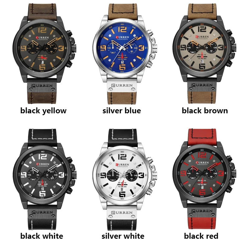 CURREN Luxury Men’s Leather Quartz Watch – Fashion Business Sport Date Display