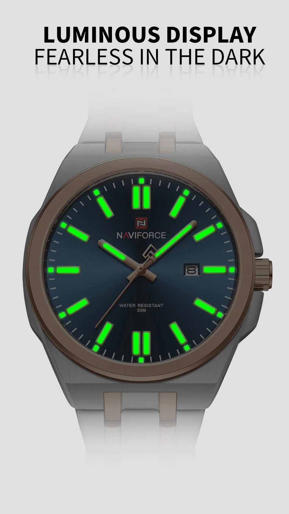 NAVIFORCE Quartz Watch For Men Luxury Business Luminous Stainless Steel Male Wristwatches Waterproof Calendar Clock Reloj Hombre