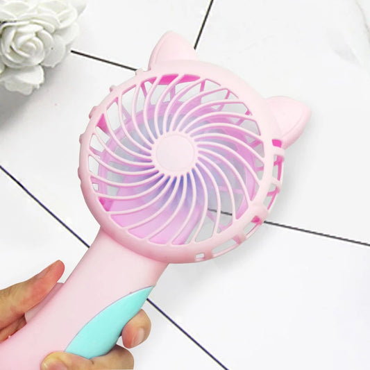 3-Color Portable Hand-Press Mini Fan – Battery-Free, Cute Cartoon Cooling Fan