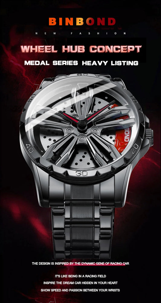 UTHAI Automotive Wheel Hub Hollow Mechanical Watch Luxury Fashion Wheel Hub Waterproof Stainless Steel Men's Watch V002