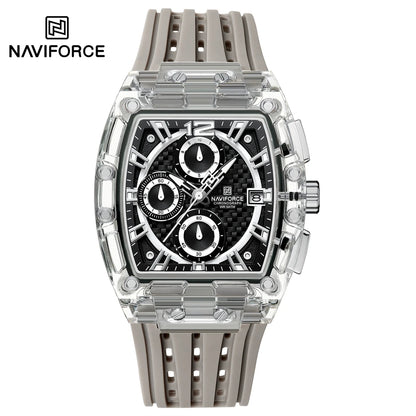 NAVIFORCE Fashion Men Watch Quartz Chronograph  Clock 3ATM Waterproof Silicone Band Sports Casual Date Display Male Wristwatches