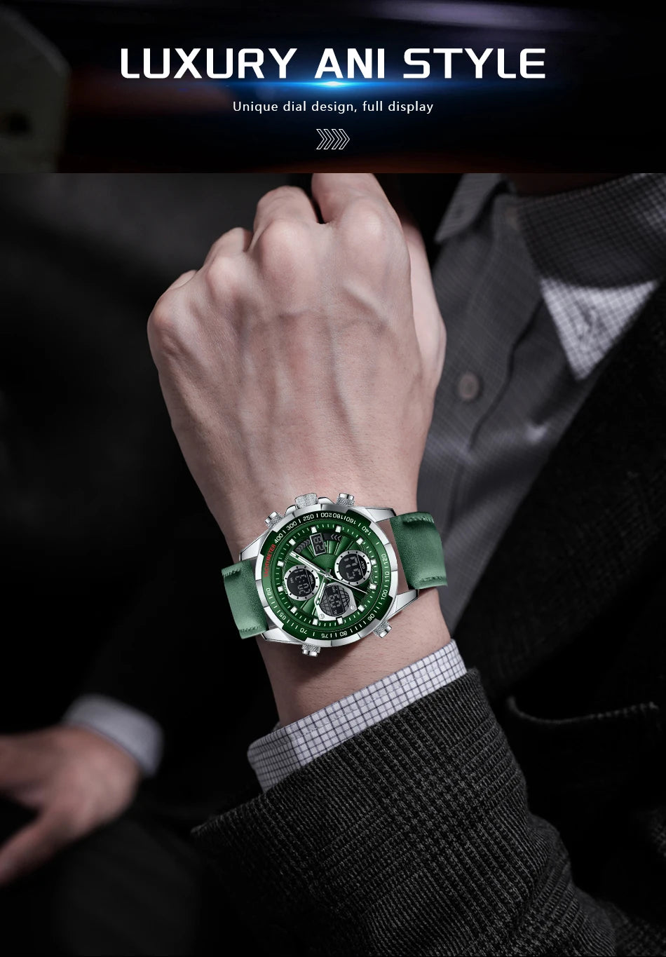 LIGE Men’s Luxury Military Sports Chronograph Watch – Waterproof Quartz Digital Wristwatch