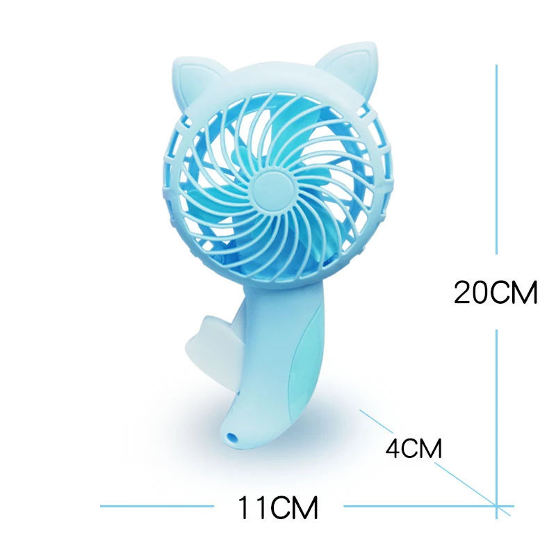 3-Color Portable Hand-Press Mini Fan – Battery-Free, Cute Cartoon Cooling Fan