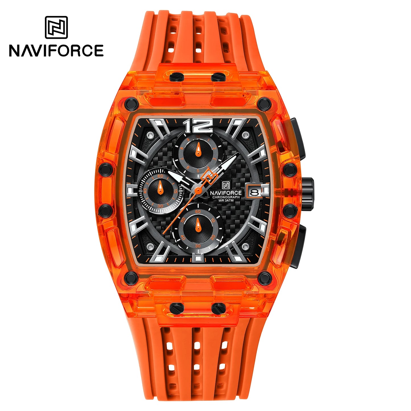 NAVIFORCE 2025 New Design Transparent Tonneau Watch Men Quartz Man Watches Waterproof Luxury Sport Out Door montre homme