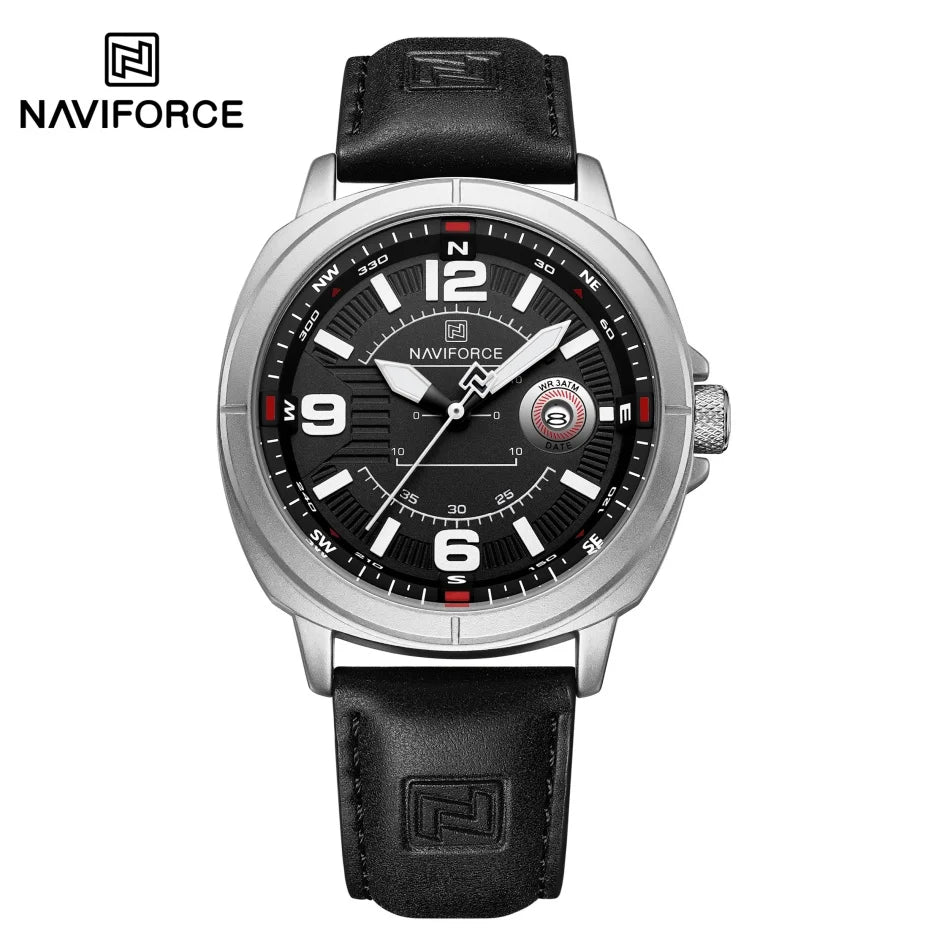 NAVIFORCE Brand Men Quartz Watch High Quality PU Band Calendar Male Wristwatch Auto Date Display Waterproof Clocks Reloj Hombre