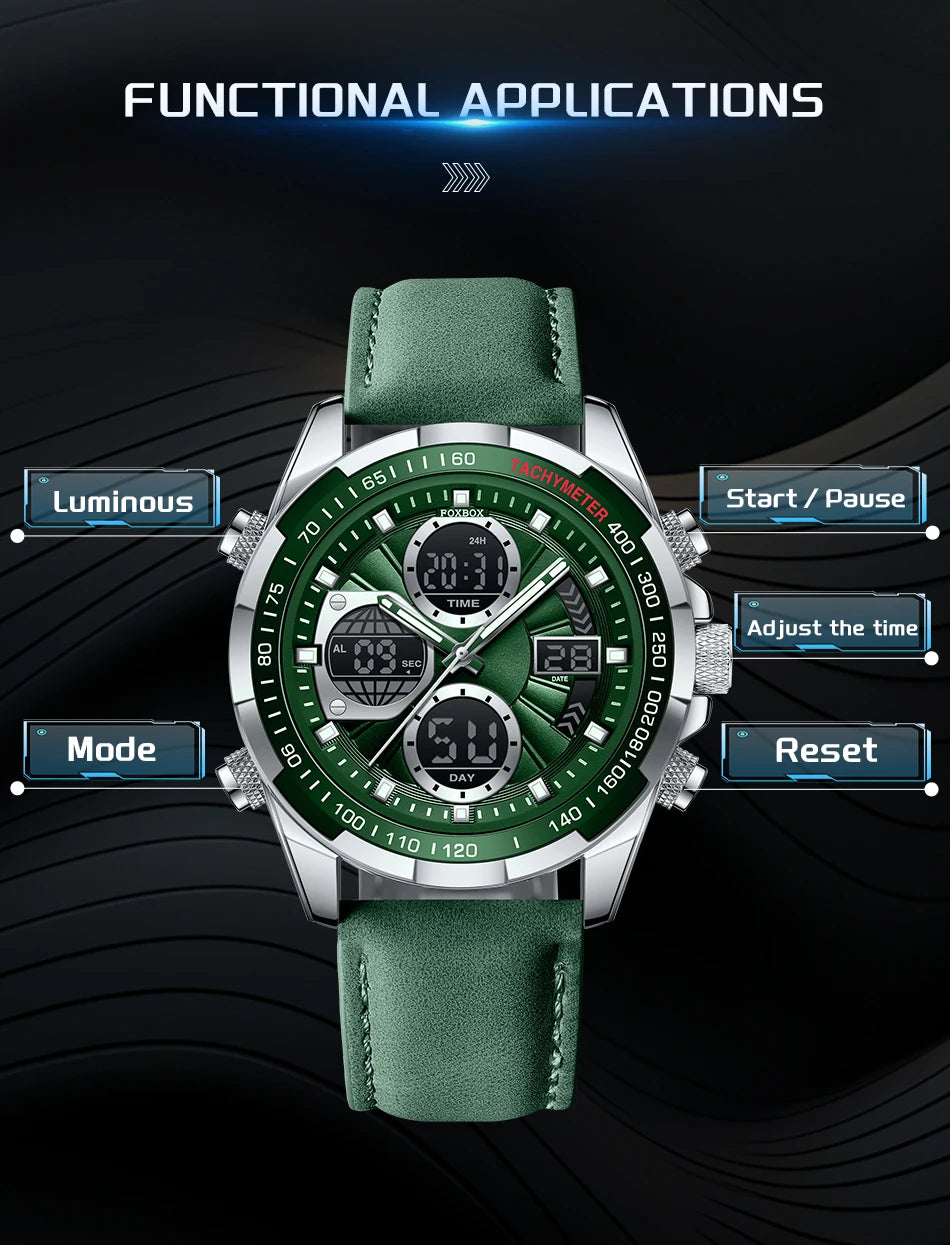 LIGE Men’s Luxury Military Sports Chronograph Watch – Waterproof Quartz Digital Wristwatch