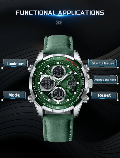 LIGE Men’s Luxury Military Sports Chronograph Watch – Waterproof Quartz Digital Wristwatch