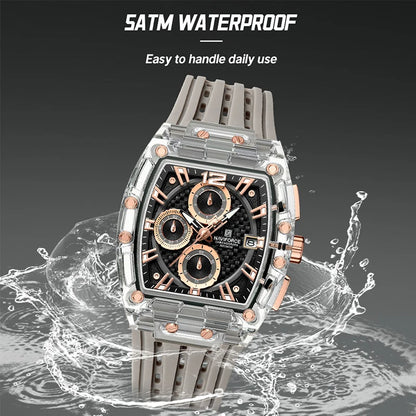 NAVIFORCE Men's Quartz Multifunction Watches Fashion Sports Chronograph 5ATM Waterproof Silicone Band Casual Man Wrist Watch
