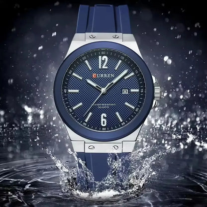 CURREN 8467 Men's Fashion Quartz Watch – Luminous Dial, Date Display, Silicone Strap