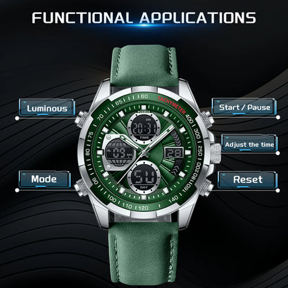 LIGE Men’s Luxury Military Sports Chronograph Watch – Waterproof Quartz Digital Wristwatch