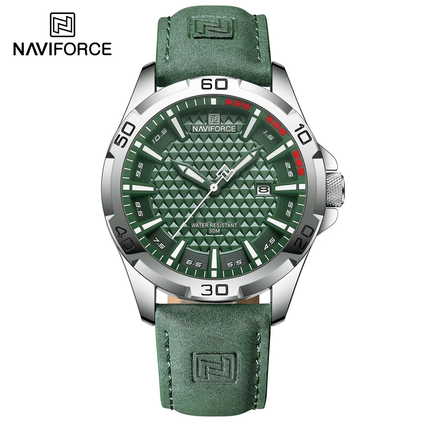 NAVIFORCE 8023 Fashion Men's Luminous Quartz Wrist Watches Waterproof Leather Strap Military Motorcycle Quartz Watch
