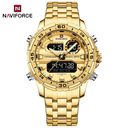 NAVIFORCE Fashion Brand Black Gold Men Watch Fashion Luxury Quartz Wrist Watches Sport Waterproof  Stainless Steel Strap NF9234