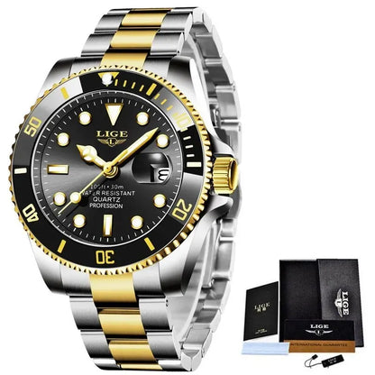 LIGE 30ATM Diver Watch – Luxury Waterproof Quartz Sports Watch for Men