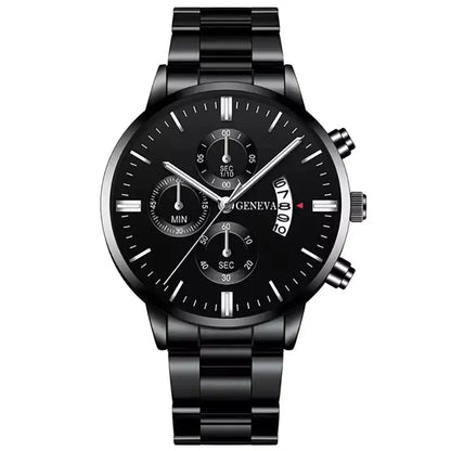 Luxorive SteelLux Business Edition ⌚ – Men's Stainless Steel Quartz Watch with Calendar