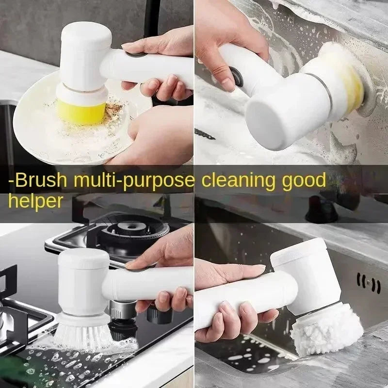Electric Spin Scrubber with 5 Brush Heads – Bathroom & Home Cleaning Tool
