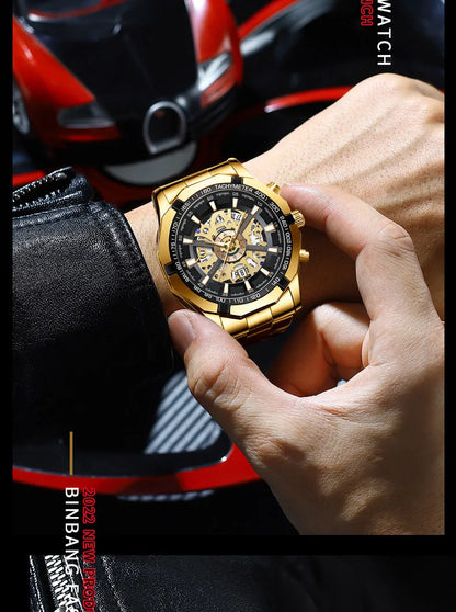 Luxorive BlueCore X – 2025 Luxury Skeleton Steel Watch for Men