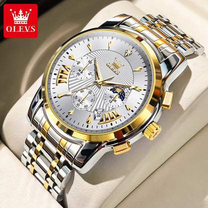 OLEVS 2892 Men Watch Original Quartz Watch Luxury Brand Waterproof Luminous Chronograph Classic Business Moon Phase Men Watch