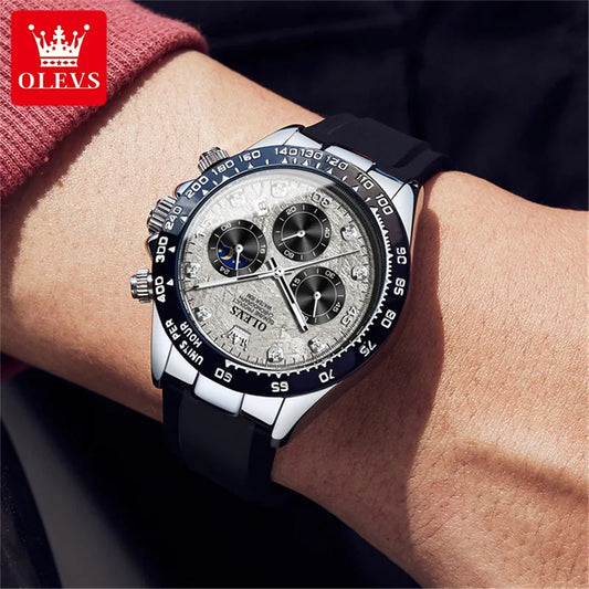 OLEVS Luxury Men's Watches Waterproof Original Quartz Man Watch Moon Phase Watch for Men Chronograph Wrist Watch Luminous Clock