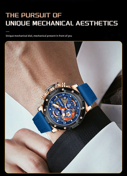 LIGE Sports Chronograph is a premium-quality men’s wristwatch featuring a rugged design with real chronograph sub-dials, made for active and style-conscious individuals.