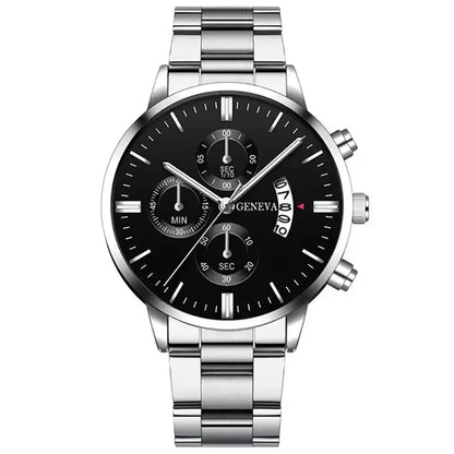 Luxorive SteelLux Business Edition ⌚ – Men's Stainless Steel Quartz Watch with Calendar