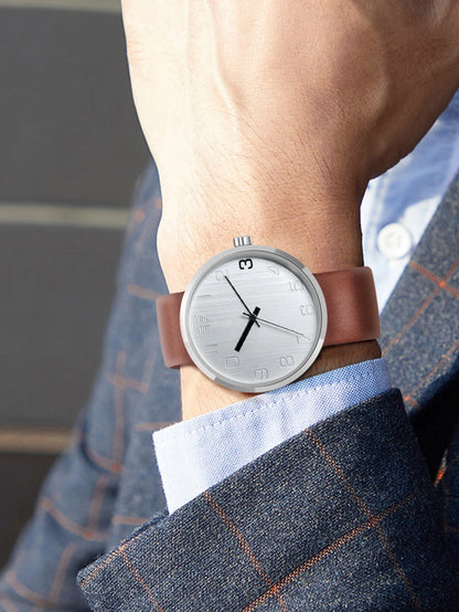 TOMI Men's Watch Luxury Brown Belt Quartz Watch Men's and Women's Leisure Simple Watch Men's Watch Gift
