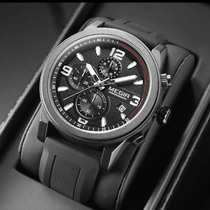 MEGIR 2026 Sport Analog mens watches Fashion Military Silicone Chronograph Quartz Wristwatch reloj de hombre Luminous Hands