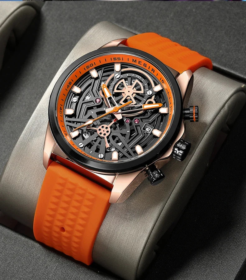 Sport Chronograph Watches for Men Top Luxury Brand MEGIR Quartz Waterproof Fashion Man WristWatch with Auto Date Luminous Hands