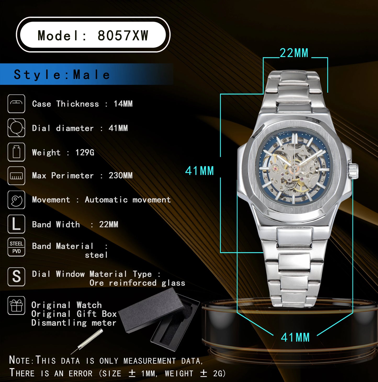 Luxorive ShadowCore – Skeleton Steel Automatic Watch