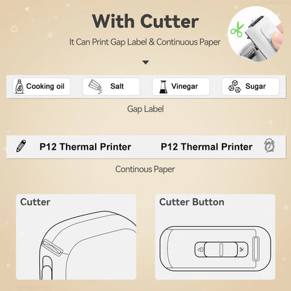P12 Mini Thermal Label Printer – Portable Sticker Maker