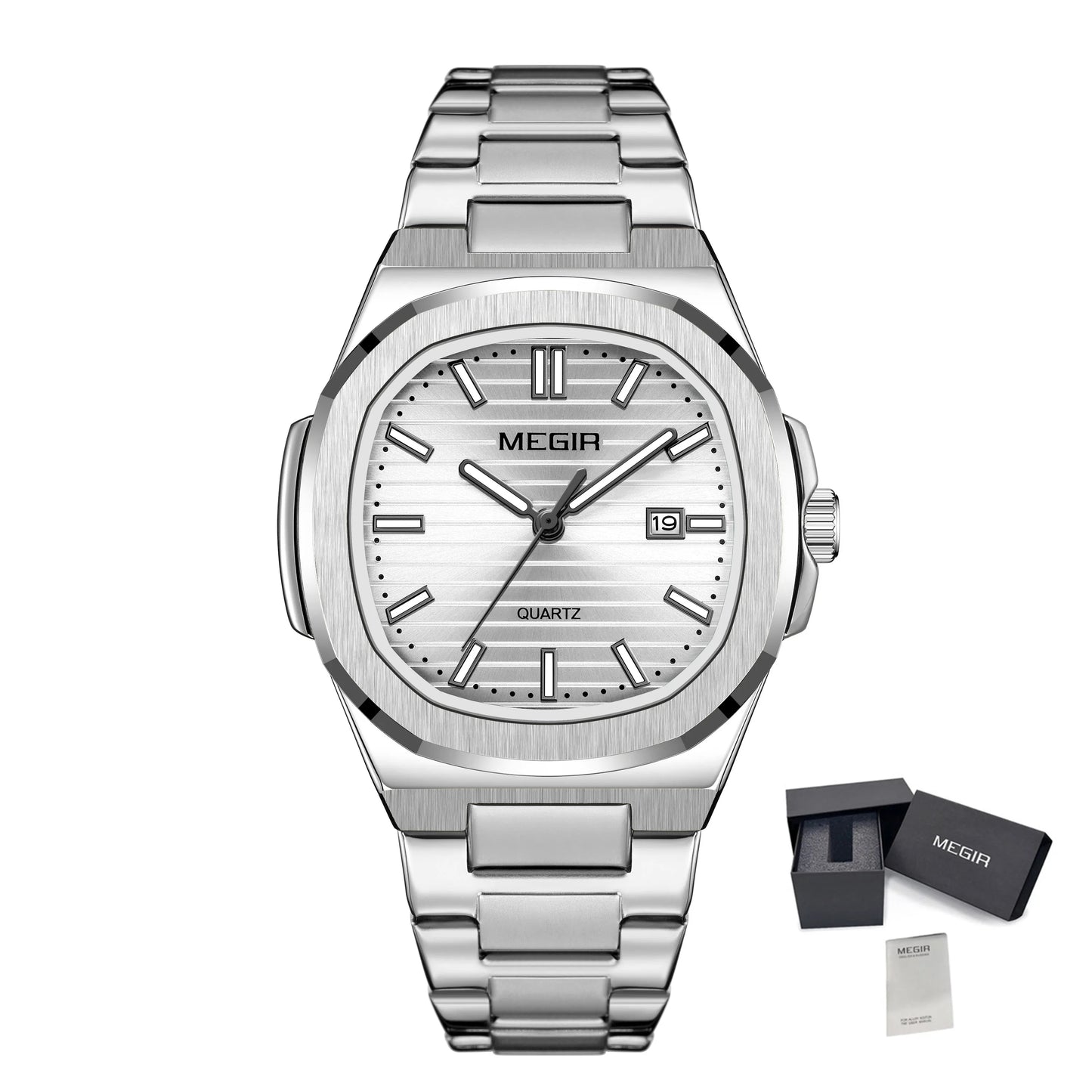 MEGIR Luxury Brand Men Business Watches Waterproof Male Clock Stainless Steel Luminous Quartz Sport Wristwatch Montre Homme 1084