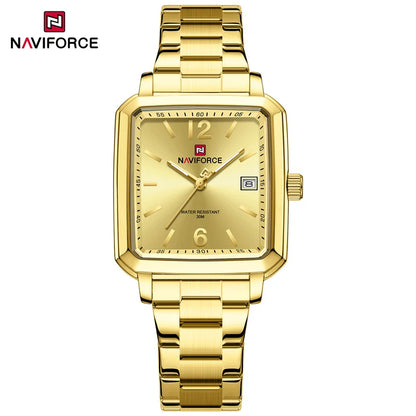 NAVIFORCE Couple Quartz Watch Retro Fashion Calendar Display Stainless Steel Strap Luminous Pointer 3ATM Waterproof Couple Watch
