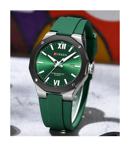 CURREN 8465 Men’s Fashion Quartz Watch – Waterproof Casual Timepiece with Calendar & Luminous Silicone Strap