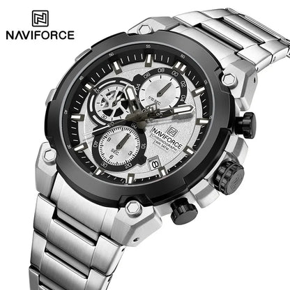NAVIFORCE Original Watch for man 2025 New Stainless Steel Waterproof Chronograph Classic Quartz Wristwatch Brand Men Watch Gifts