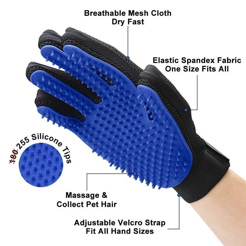 Silicone Pet Grooming Gloves – Hair Removal & Bathing Brush for Dogs & Cats