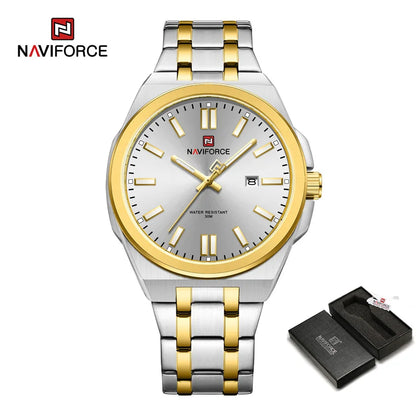 NAVIFORCE Quartz Watch For Men Luxury Business Luminous Stainless Steel Male Wristwatches Waterproof Calendar Clock Reloj Hombre