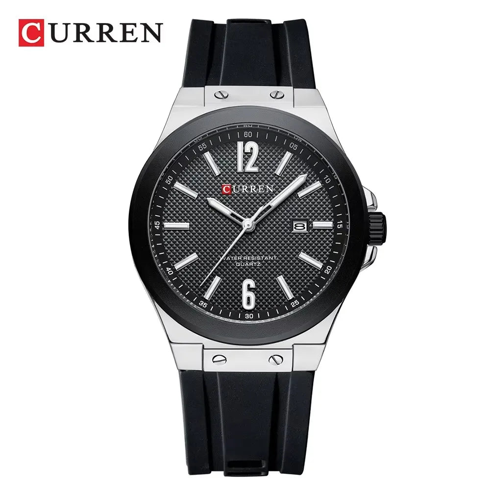 CURREN 8467 Men's Fashion Quartz Watch – Luminous Dial, Date Display, Silicone Strap