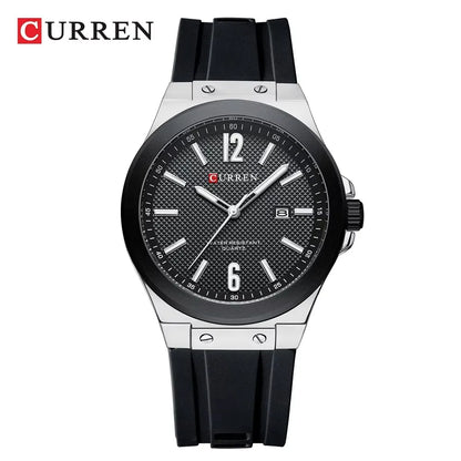 CURREN 8467 Men's Fashion Quartz Watch – Luminous Dial, Date Display, Silicone Strap