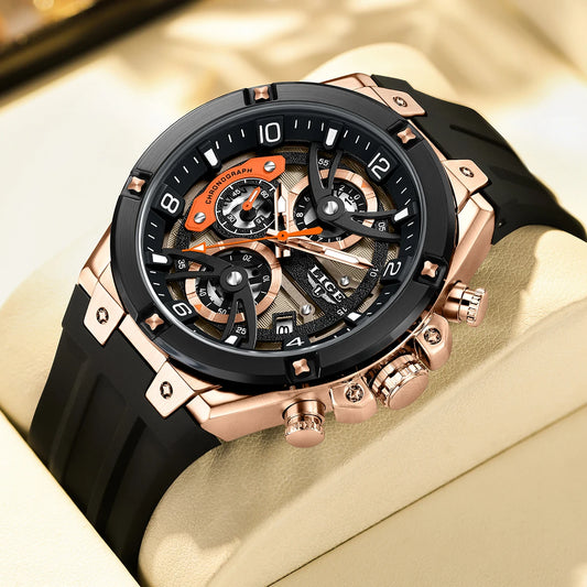 LIGE Military Sports Edition — a rugged and stylish men's quartz chronograph designed for adventure, precision, and everyday wear.