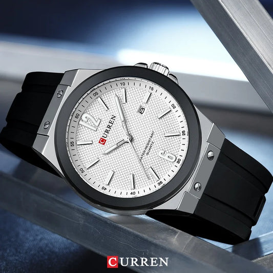 CURREN 8467 Men's Fashion Quartz Watch – Luminous Dial, Date Display, Silicone Strap