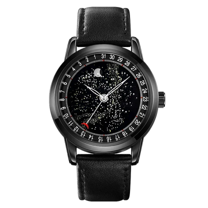 SKMEI 2116 Men’s Casual Wristwatch – Genuine Leather Strap, Date Display & Starry Sky Moon Phase