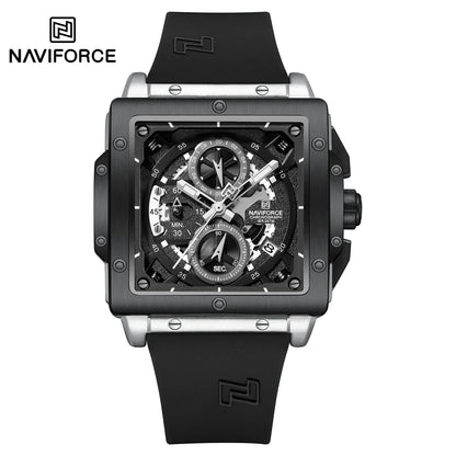 NAVIFORCE Watches for men Sports Unique Square Quartz Date Display Watch Multifunction Chronograph Waterproof Luxury WristWatch