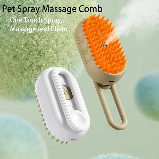 3-in-1 Electric Steamy Dog & Cat Brush – Massage & Hair Removal