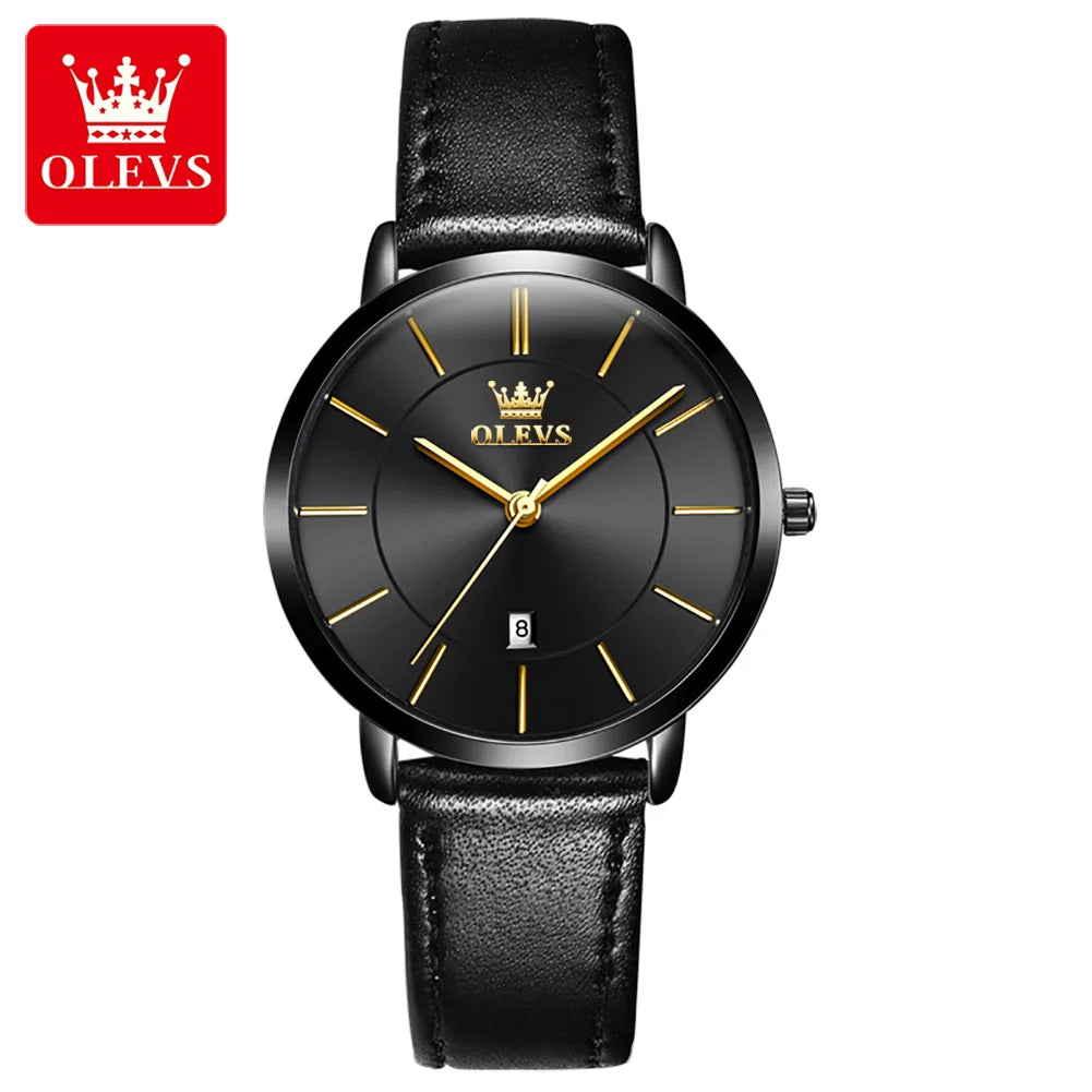 OLEVS 5869 Original Quartz Watch for Women Ultra Thin 6.5mm Simple Fashion Auto Date Hand Clock 30m Waterproof Ladies Wristwatch