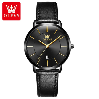 OLEVS 5869 Original Quartz Watch for Women Ultra Thin 6.5mm Simple Fashion Auto Date Hand Clock 30m Waterproof Ladies Wristwatch